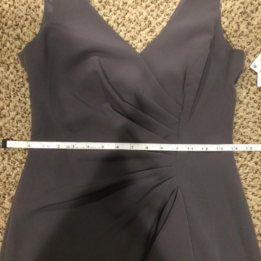 Aidan Mattox Ruffled Pleated Crepe Gown - Picture 7 of 8